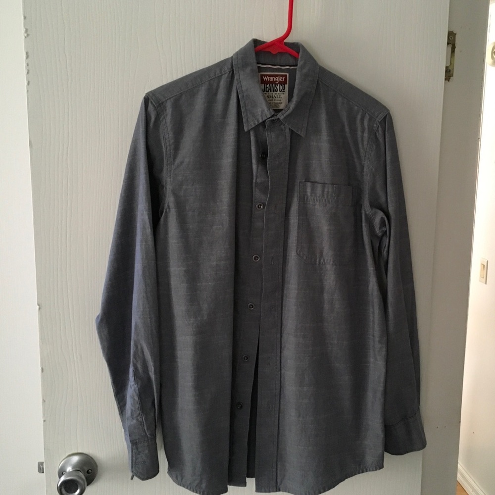 Wrangler Men's Sz Small Long Sleeve Button-Up Shirt Slate Blue